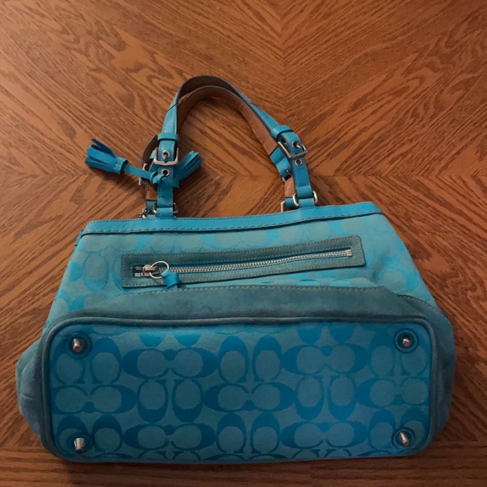 MOVING SALE NO HAGGLING WOMEN AUTHENTIC COACH 6830 TURQUOISE HANDBAG W/SILVERTON